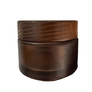 Nueva Crema de Noche Cosmética de Lujo para el Cuidado de la Piel, Color Ámbar Esmerilado Marrón, en Frasco de Vidrio de 30 g con Tapa de Madera - Product Image 1