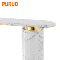 Table d'appoint de luxe Puruo en acier inoxydable doré miroir pour salon, coin, hall d'entrée, décoration de couloir, console d'entrée