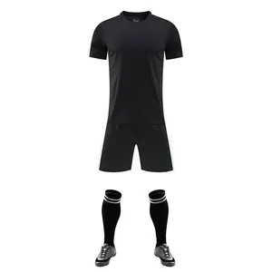 Top Quality Black Soccer Wear Breathable Sport Training Soccer Uniform Blank Soccer Jersey With Custom Team Logo
