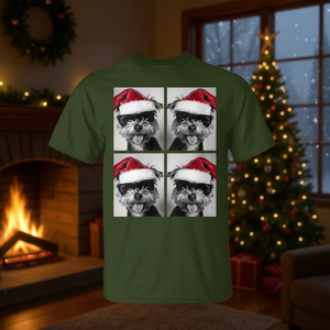 Camiseta con estampado de Yorkshire Terriers con gafas de sol y gorro de Papá Noel para Navidad - Product Image 3