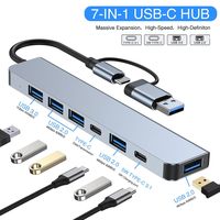 Harga Grosir Hub Adapter Multi Port Expander 7-in-2 Ports Type C ke USB 3.0 dari Aluminium Alloy untuk MacBook Pro Tersedia