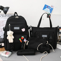 Sac à dos unisexe grande taille d'été, imperméable, tendance, blocs de couleur, cadre externe, panneaux en toile, ensemble cinq pièces, style frais