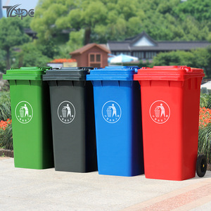 120L Trailer Mounted Sanitation Garbage <b>Bin</b> Large Size Thickened Plastic <b>With</b> <b>Lid</b> Outdoor Use For Streets And Residential Areas - Product Image 4