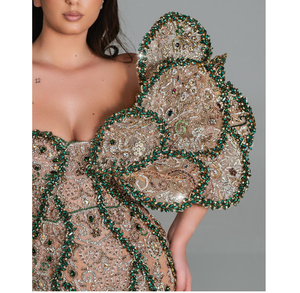 Vestido de cóctel hasta el suelo para mujer elegante de primera calidad, diseño de encaje con cuentas de silueta de sirena de ajuste clásico para celebraciones nocturnas - Product Image 3