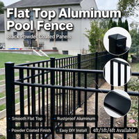 Kit de panneaux de clôture de piscine en aluminium DIY pour usine, 4/5/6 pieds, à sommet plat, en aluminium ornamental noir thermolaqué