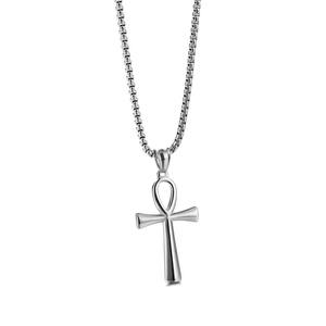 2024 Hip Hop Religion Egyptian <strong>Ankh</strong> Crucifix Pendant Necklaces Males <strong>Jewelry</strong> Punk Stainless Steel Cross Necklace for Men - Product Image 4