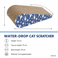 YAOYUE Griffoir pour chat en carton ondulé en forme de goutte d'eau, motif océan bleu marine profond, 43x19x15cm