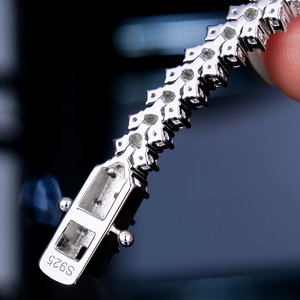 Fine Jewelry Square Designer 925 Silver DEF Color Vvs <b>Iced</b> <b>Out</b> Diamond Moissanite Bracelet <b>Chain</b> Link Femme Wedding Gifts - Product Image 4