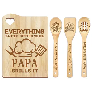 Taglieri personalizzati in legno di bambù su misura taglieri di salumi regalo con Set di utensili - Product Image 1