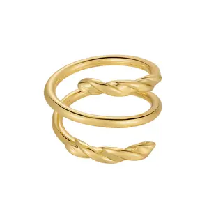 Original Design 18K Gold Plated Brass Jewelry Spring Twist Rings New In For Women Gift Accessories Rings R224170
