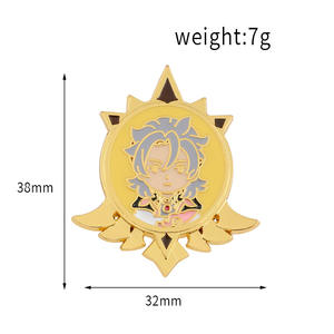 Wowei Anime dibujos animados Genshin impacto insignia Zhongli <span class=keywords><strong>Ganyu</strong></span> Rezaduk Metal broche escuela insignia pines - Product Image 5
