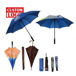 27インチ広告傘カスタマイズJシェイプフックハンドルストレートプロモアンブレラロゴ付きプロモーションロゴ付き - Product Image 1