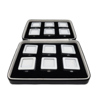 Coffret carré à 12 compartiments avec boutons-pression en métal, étui zippé en cuir PU et EVA, présentoir amovible pour pierres précieuses, idéal pour les grossistes en gemmes