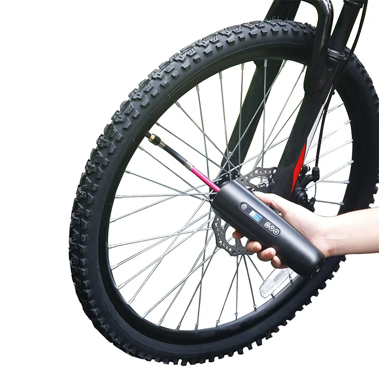 オートバイ自転車アクセサリー用ゲージ付き充電式自動ミニカーエアポンプ