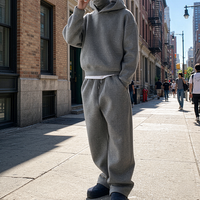 Ensemble de survêtement thermique en molleton décontracté pour homme, brodé, sur mesure, avec pantalon de survêtement et sweat à capuche surdimensionnés