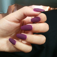 Faux ongles en acrylique violet, 24 pièces/couverture en relief, couleur unie, vente en gros