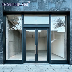 Portes d'entrée commerciales modernes Rogenilan en aluminium à <span class=keywords><strong>double</strong></span> vitrage, portes de magasin extérieures anti-effraction en verre - Product Image 4