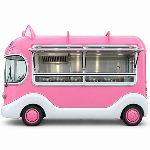 Camion de restauration mobile motorisé en forme de tête de chat rose avec fenêtre de service en acier inoxydable - Product Image 1