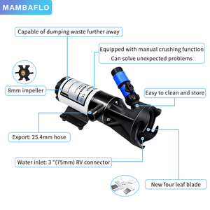 MAMBAFLO12V DC <span class=keywords><strong>RV</strong></span> marine nuovo tipo 45LPM/12GPM pompa per acque reflue Macerator pompa, wc pompa acqua wc wc pompa acqua, pozzetto YACHT e barche - Product Image 2