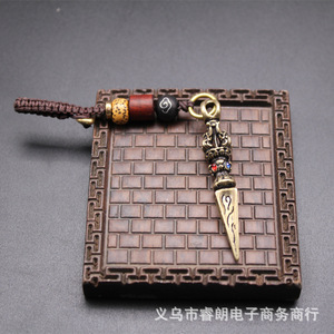 Colgante con forma de vajra de aleación de cobre, amuleto ritual budista tantrico, llavero, adorno para coche, regalo unisex - Product Image 3