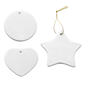 High Quality Wholesale Custom Decoration Sublimation Blank Ceramic Round Christmas Ornaments Personalized <strong>Tree</strong> 8.3x6.7cm - Product Image 4