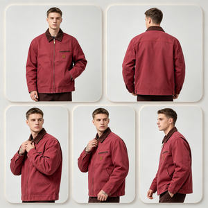 Giacca da <span class=keywords><strong>Lavoro</strong></span> Vintage per Uomo, in Tela di Cotone Lavata 90%, con Orlo Regolabile, Antivento e Termica, con Zip - Product Image 4