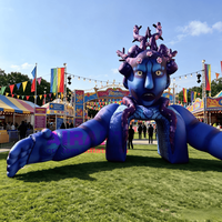 Arche d'entrée gonflable Méduse, Porte gonflable monstre violet psychédélique pour festival de musique, rave, décoration d'entrée de scène extérieure