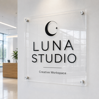 Panneau en acrylique transparent imprimé sur mesure, panneau de réception de bureau personnalisé, plaque en plastique transparente avec logo d'entreprise