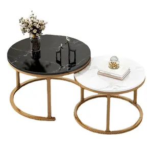 Chinese Supplier Living Room Furniture Design Modern Marble Center Coffee Table Gold