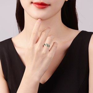 Natural genuine jadeite green <b>ring</b> in icy stone. S925 silver setting Fashionable <b>finger</b> <b>ring</b> for women Simple design Adjustable - Product Image 4