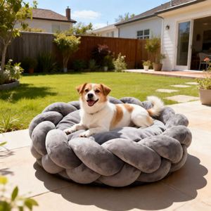 Pet <b>Cushion</b> Luxury Washable Handmade Round Cat Bed XL Sponge PP Cotton Filling Soft Comfortable Anti-Slip Design for <b>Small</b> Pets - Product Image 4