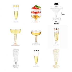 Gobelets à mousse et pudding hauts, en plastique jetable transparent, avec couvercle, pour vin rouge, champagne, gobelets d'avion et gobelets à gâteau, adaptés aux boissons - Product Image 2