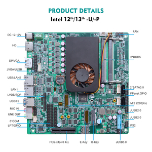 Mini placa base Itx Kiosco 2 LAN 6 * Com <span class=keywords><strong>Intel</strong></span> 12th Gen <span class=keywords><strong>Core</strong></span> <span class=keywords><strong>I3</strong></span> I5 I7 2 * DDR5 VGA/DP X86 Placa BASE DE PC de panel industrial todo en uno - Product Image 4