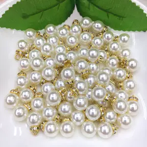圆形珍珠8-16毫米白色塑料宽松珠子缝纫纽扣服装DIY