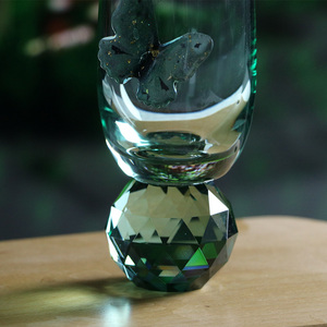Flûte à <span class=keywords><strong>champagne</strong></span> <span class=keywords><strong>en</strong></span> <span class=keywords><strong>verre</strong></span> personnalisée, esthétique et créative, avec dégradé vert, motif papillon, pour fête et mariage, ornée de diamants - Product Image 5