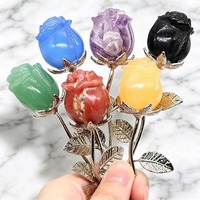 Fleur de cristal rose sculptée en pierre naturelle de guérison, tendance mode pour la décoration intérieure - Vente en gros Buildful