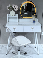 Bureau de maquillage minimaliste blanc moderne pour petits appartements Panneau de fibres de bois de densité moyenne avec miroir éclairé pour hôtel