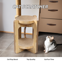 Cabane à chat en bois durable à double couche populaire griffoir amovible pour chat avec jouets en papier pour plusieurs chats
