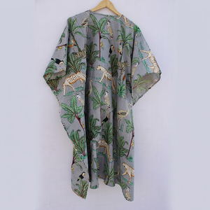 Robe d'été tricotée à imprimé animal pour femme, manches courtes, col en V, longueur complète, décontractée, imprimée à la main, fermeture en dentelle, séchage rapide, respirante - Product Image 3