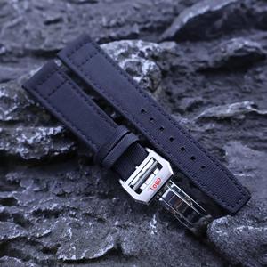 Correa de Reloj con Hebilla Desplegable Verde y Negra, Correa de Reloj de 20 mm, 21 mm, 22 mm, Correa de Reloj de Lona, Cuero, Nailon y Tela - Product Image 4