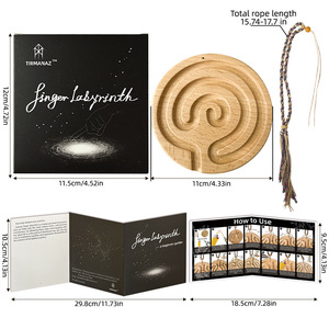 Nouveau <span class=keywords><strong>plateau</strong></span> de méditation en bois de hêtre, <span class=keywords><strong>labyrinthe</strong></span> respiratoire rond, pour la relaxation et la réduction du stress - Product Image 6
