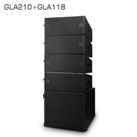Sistema de Sonido Line Array Pasivo GLA210 + GLA118 con 4 Altavoces de 2 Vías de 10 Pulgadas, 1 Subwoofer de 18 Pulgadas y Marco de Suspensión