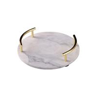 Plateau de table rond en marbre avec poignées dorées pour les mariages buffet bonbons nourriture après-midi thé gâteau serveur