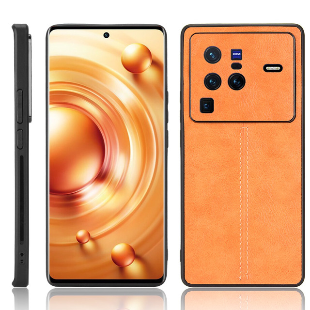 Lightweight Cowhide Pattern PU Leather Case Protective Back Cover for Vivo X80 Pro Mobile Phone Case