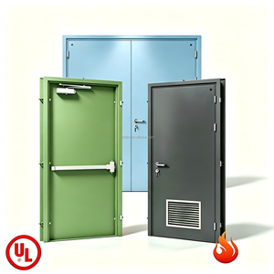 Puerta Cortafuego de Acero de Fábrica Directa, Puerta de Seguridad Contra Incendios, Apertura Manual, Diseño Moderno para Proyectos de Hoteles y Edificios Comerciales - Product Image 5