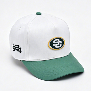 Casquette de baseball bicolore blanc et vert à 6 panneaux avec logo brodé, visière incurvée, chapeau unisexe tendance pour le streetwear - Product Image 4