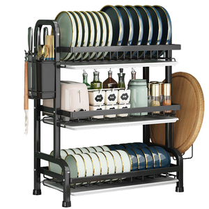 Mensola resistente in metallo a prova di latte per piatti e ciotole per l'asciugatura da cucina per set di stoviglie e pentole porta oggetti a secco - Product Image 2