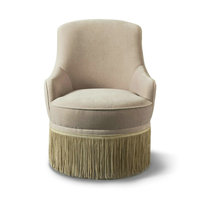 Fauteuil d'appoint en velours de designer, style nordique moderne et minimaliste, avec franges et pompons faits à la main, pour chambre à coucher