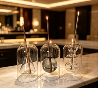 Bougie Cadeau de Luxe Sans Fumée Faite à la Main Combustion Propre et Sans Fin Rechargeable Bougie Liquide Éternelle Verre Transparent