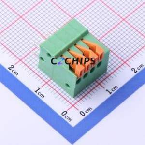 JL141V-25404GA1 Spring Terminal Block Through hole Component (THT),P=2.54mm Connector 1x4P 2.54mm Green Through Hole - Product Image 1